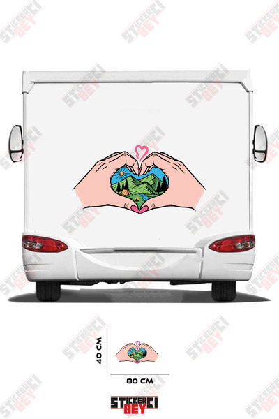 STİCKERCI BEY ملصق كارافان بتصميم قلب وطبيعة
