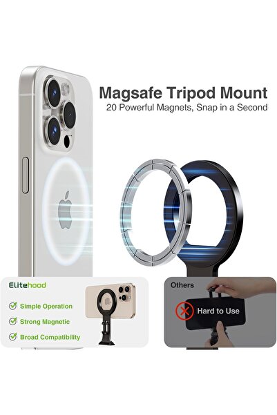 Elitehood Aluminum MagSafe Tripod Phone Mount with Arca-Swiss Quick Release & 1/4" Screw Adapter
