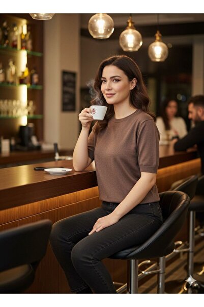 AGORATEKSTİL Women's New Season Short Angora Wool Sweater