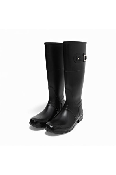 Friend & Trend Siyah Mat Düz Taban Diz Altı Kadın Yağmur Çizmesi FT499