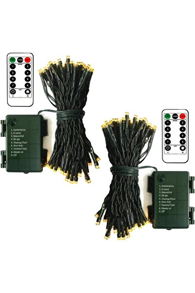 echosari مجموعة من قطعتين من أضواء الجنية LED الدافئة البيضاء بطول 16.4 قدم، تعمل بالبطارية، 50 مصباحًا، مع جهاز تحكم عن بعد ومؤقت