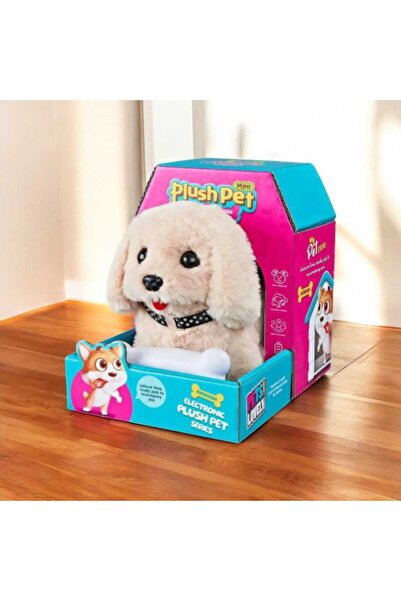 OEM Interactive plush puppy that walks and barks, with bone, 13 x 19 x 17, Cream, +3 years