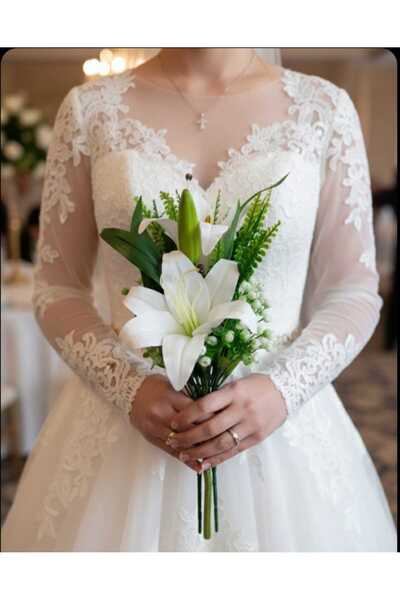 ENRUFLORA 1 Lilyum 2 Susam 2 Cipso Çiçek Demeti Gelin Çiçeği Ev Vazo Süs Dekor SevgililerDiğer Özel Günler