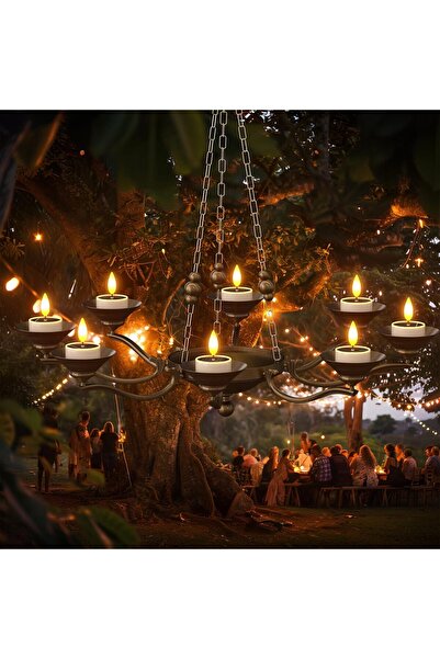 SoulBay Solar Candles, 6-Pack Waterproof Flameless Flickering LED Tea Lights with Dusk-to-Dawn Senso