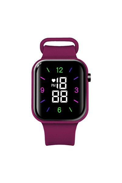 OEM LED watch square Y4-2 button screen digital sports LED watch digital display waterproof 30M wine red