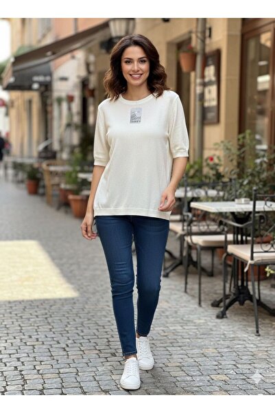 AGORATEKSTİL Women's New Season Short Angora Wool Sweater