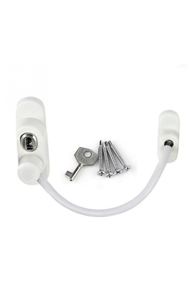 Metru Patrat Set of 4 Window & Door Restrictors with Steel Cable and Key MP® – Child Safety, White