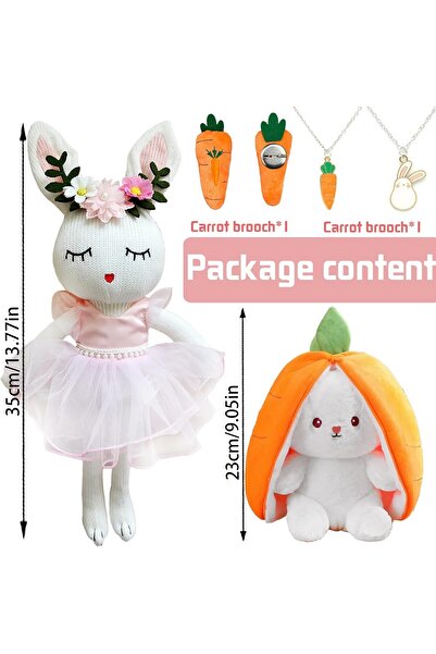 OEK XIEXIESHER Plush Rabbit Toy Set (Ivy) with Dress, Accessories & Carrot Surprise