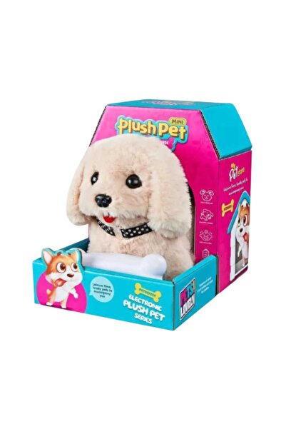 OEM Interactive plush puppy that walks and barks, with bone, 13 x 19 x 17, Cream, +3 years