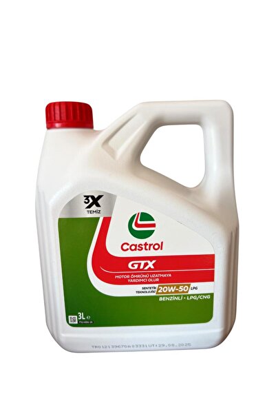 CASTROL Gtx 20W50 Benzinli -LPG 3 Litre Yeni Tarihli