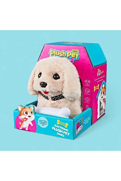 OEM Interactive plush puppy that walks and barks, with bone, 13 x 19 x 17, Cream, +3 years