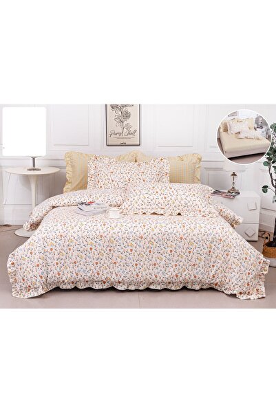 Casa de Vis Set lenjerie de pat dublu, bumbac satinat, 180 x 200 cm, 6 piese,...