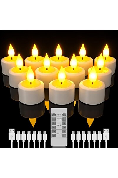 SoulBay Rechargeable Tea Lights with Remote, 12pcs Flameless Flickering LED Candles