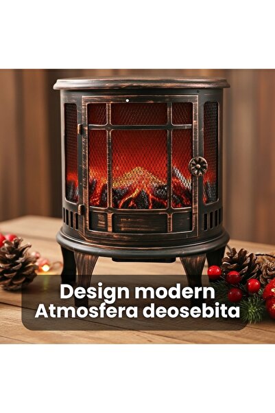 Sanlux Decorative Fireplace, LED Light with Flame Simulation, Vintage Model, With Warm Lighting, Mains Powered