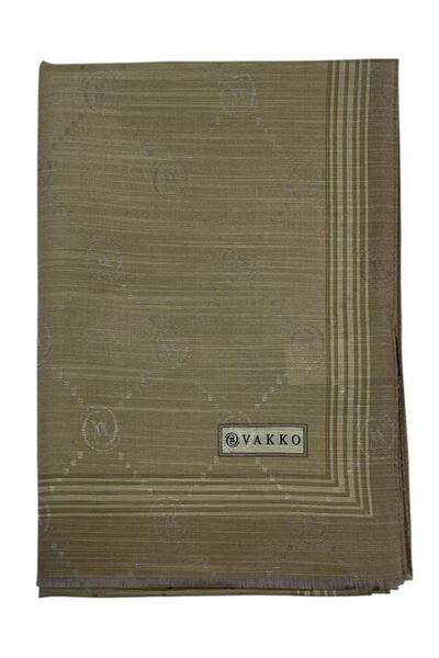 Vakko Şal din mătase de bumbac - Monogramă cu borduri - Verde moale