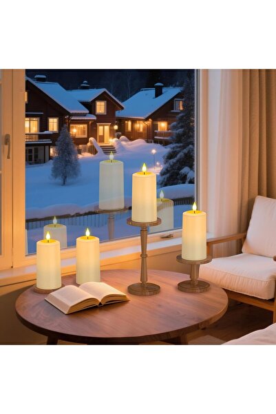 SoulBay Flameless Rechargeable LED Pillar Candles, 4-Pack, Waterproof, Magnetic Charging Base & Remo