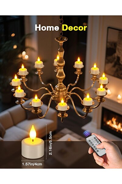 SoulBay Flameless Candles with Remote Control Timer & Charging Base, 12pcs USB Rechargeable LED Tea