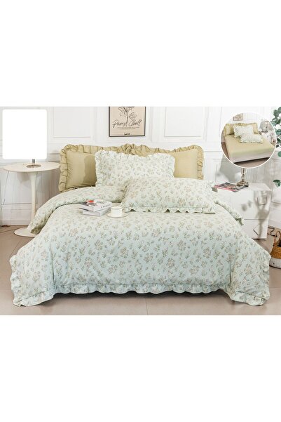 Casa de Vis Set lenjerie de pat dublu, bumbac satinat, 180 x 200 cm, 6 piese,...