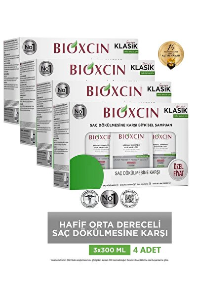 Bioxcin Genesis for Oily Hair 3X300Ml - Classic Anti-Hair Loss Shampoo 4 Pcs