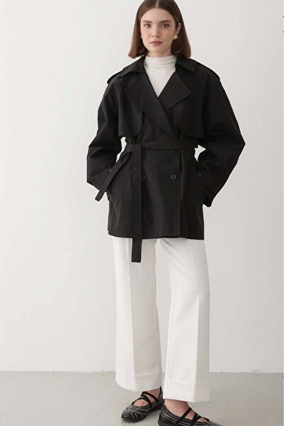 TANISA Trench scurt Alena supradimensionat cu detaliu de curea TNS-4182