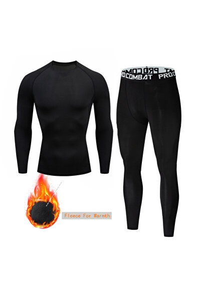 OEM Men's Autumn/Winter Fleece-Lined Warm Fitted Fitness Suit, Morning Run Exercise Quick-Drying, Size S