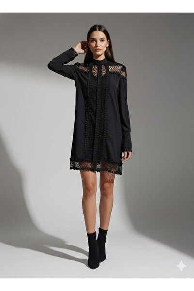 Kokosh moda Γυναικείο μίνι φόρεμα με μακρύ μανίκι με διάφανη λεπτομέρεια