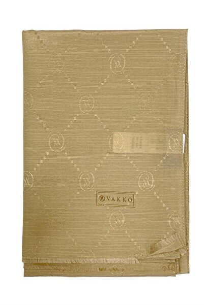 Vakko Памучен копринен шал - монограм - златен