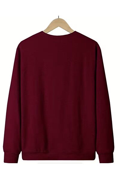 trendgar Snowman Printed Claret Red Crew Neck Sweatshirt