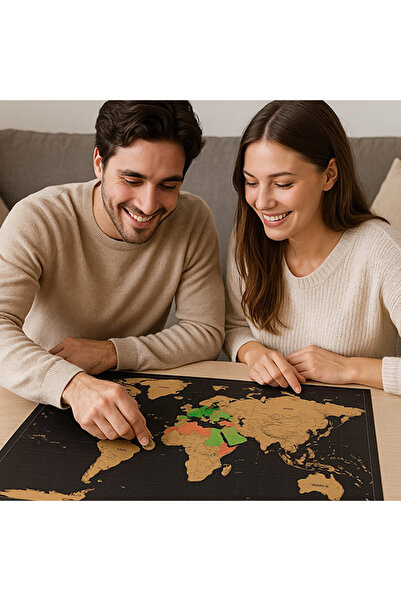 PROCART Scratch-off world map, ruler with magnifying glass, sickere, photo attachment pins, 82.5 x 59.4 cm