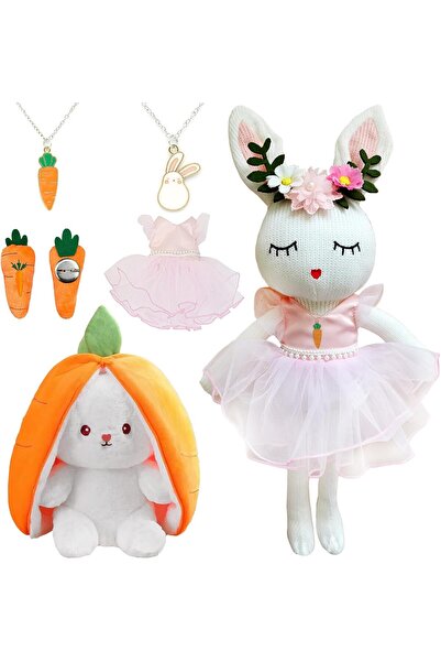 OEK XIEXIESHER Plush Rabbit Toy Set (Ivy) with Dress, Accessories & Carrot Surprise