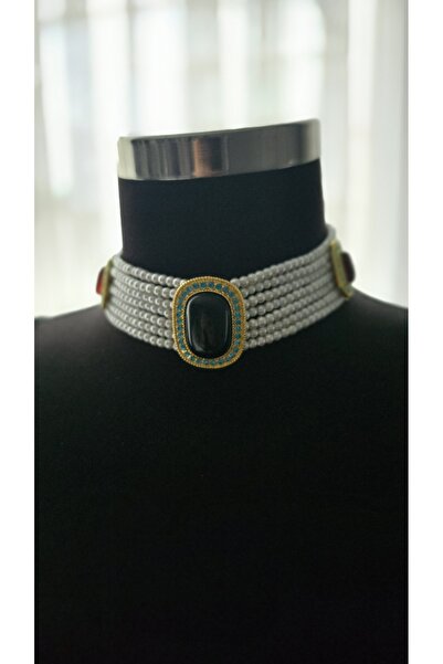 İncili choker kolye