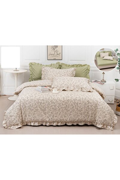 Casa de Vis Set lenjerie de pat dublu, bumbac satinat, 180 x 200 cm, 6 piese,...