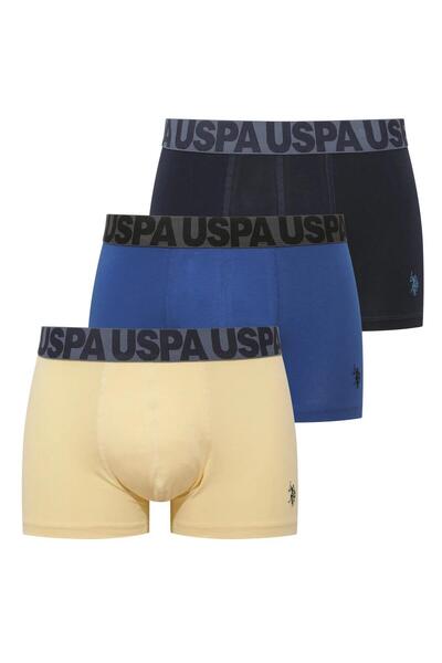 U.S. Polo Assn. 3-Pack Yellow Navy Blue Men's Boxers, Yellow Navy Blue Cobalt Men's Boxers, 95% Cotton, 5% Elastane