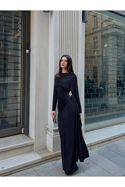 İZYA فستان ماكسي إيزابيل من قماش ساندي فستان سهرة طويل