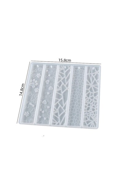 cnk craft shop Epoksi Reçine Silikon Desenli Kitap Ayracı Kalıbı 5 Li Set