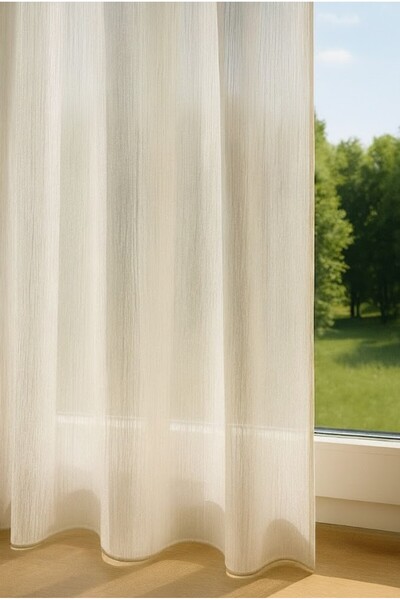 PERKOA Doğal Görünümlü Şık Ağaç Kabuğu Bambu Pilesiz Düz Dikim Tül Perde - Ku...