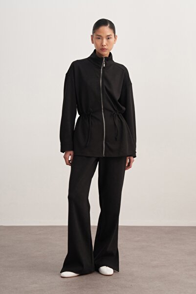 EBU Prive Women's Interlock O Oversized Sports Jacket Set Black