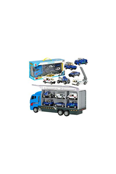 Three top online Transporter truck TIR launcher + metal cars police