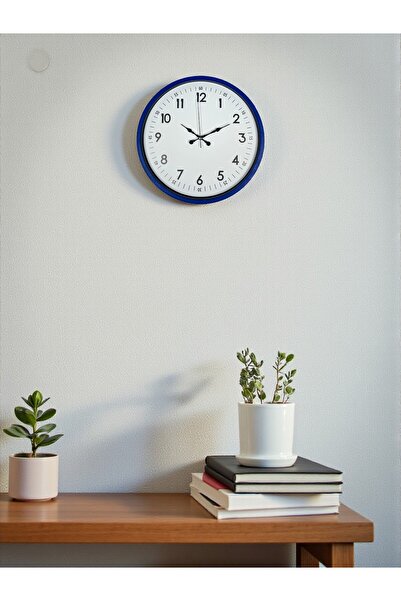 Marsilyan ساعة حائط زنتايم مزخرفة باللون الأزرق الداكن مقاس 36 سم