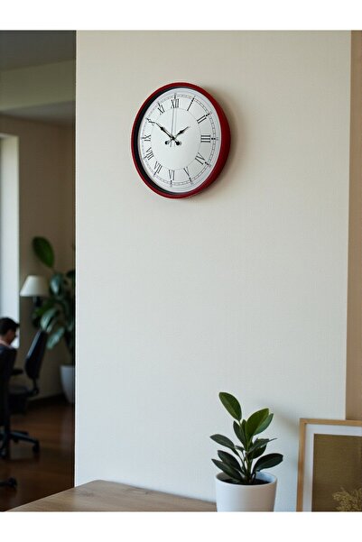 DENİSAM Zentime 36 cm Red Decorative Wall Clock