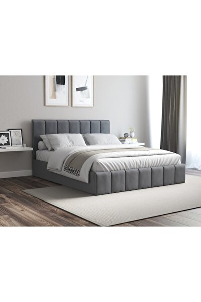 Black Red White Cozy Bed, 160x200 cm, Light Gray