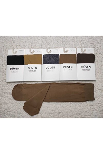 DÜVEN 5 Pack Cotton Knee-High Mat Extra Soft Colored Trouser Socks