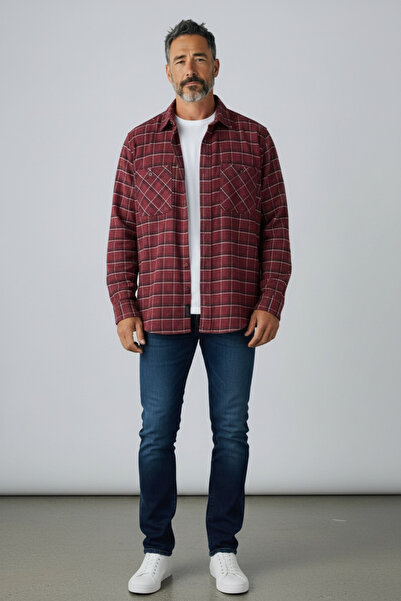 Butik Wide Fit Quality Winter Thick Double Pocket Dad Shirt