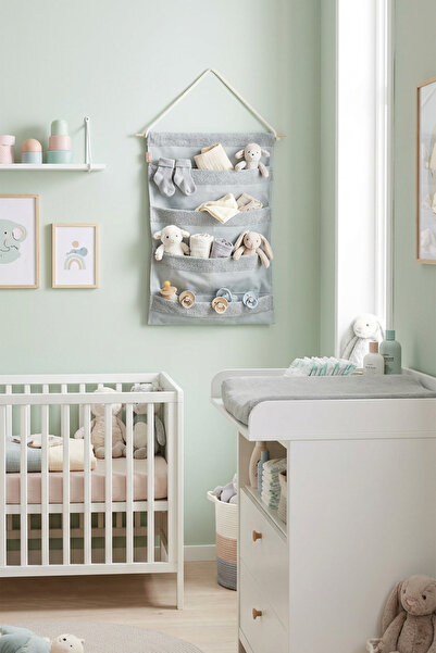 HAMUR Over the Door Hanger 4-Section Bathroom Cabinet Organizer Children's Room over Door Wall Organizer Well Gray