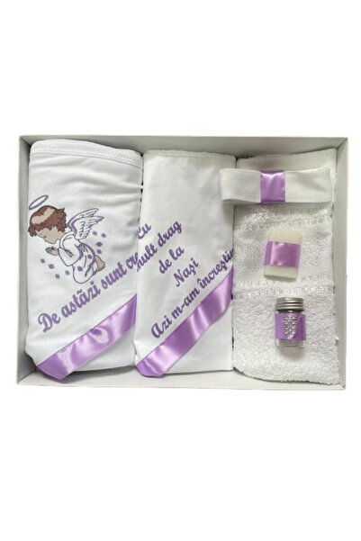 Paperla Trusou de botez, 6 piese Ingeras imprimat, lila