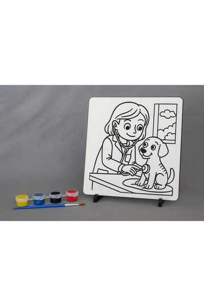 Bebek Özel لوحة نموذجية خشبية قابلة للطلاء للأطفال مع حامل موديل 004