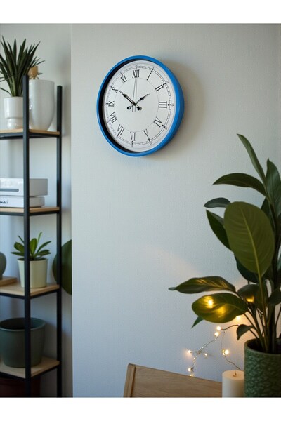 DENİSAM Zentime 36 cm Blue Decorative Wall Clock