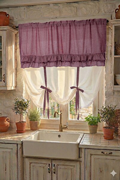 cotton maison Country Style Potlu Curtain Double Ruffle - Cornice and Rustic Compatible