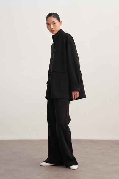 EBU Prive Women's Interlock O Oversized Sports Jacket Set Black