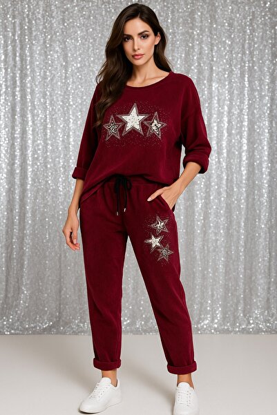 LaraLisa Crew Neck Velvet Women's Top and Bottom Set
